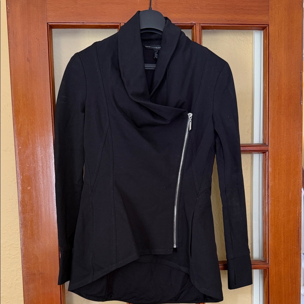 White House Black Market Black Asymmetrical Zip Jacket